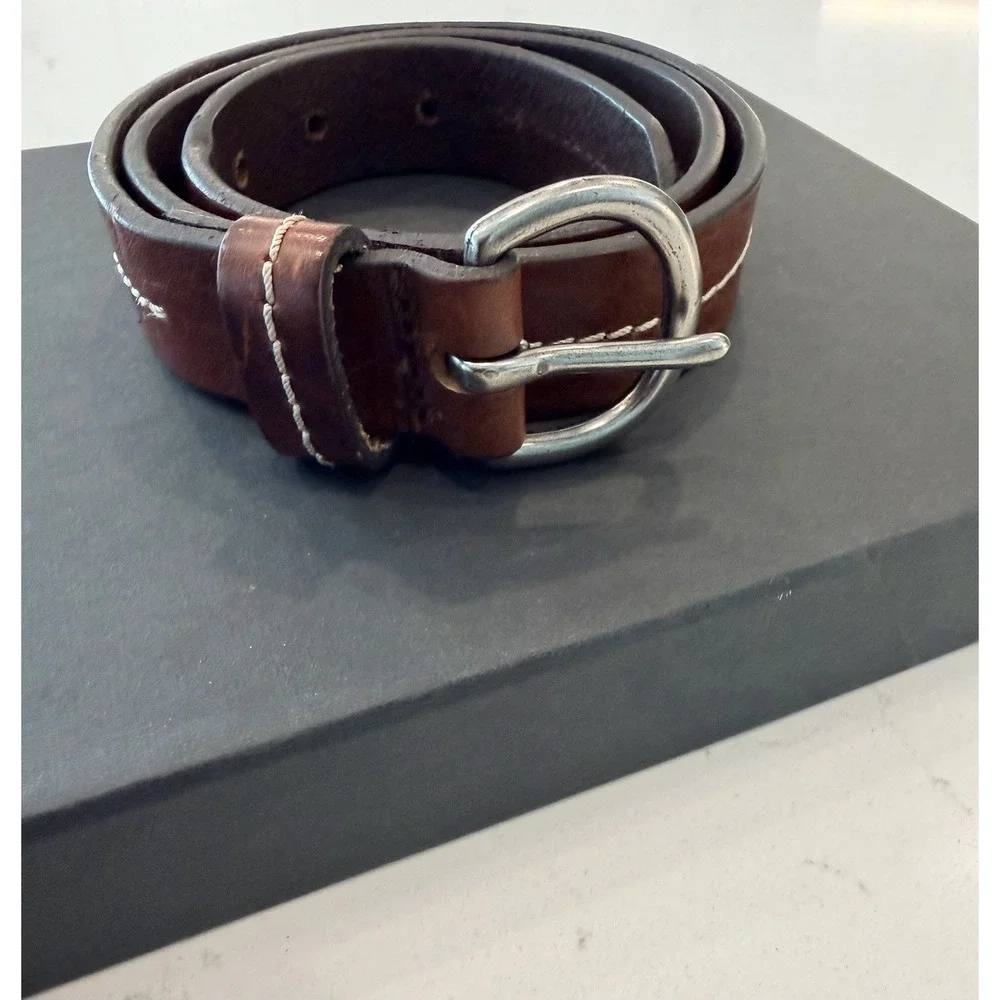 VINTAGE 90s Y2k GAP Women's Brown Belt Size 28 Silver-Tone Buckle Adjustable